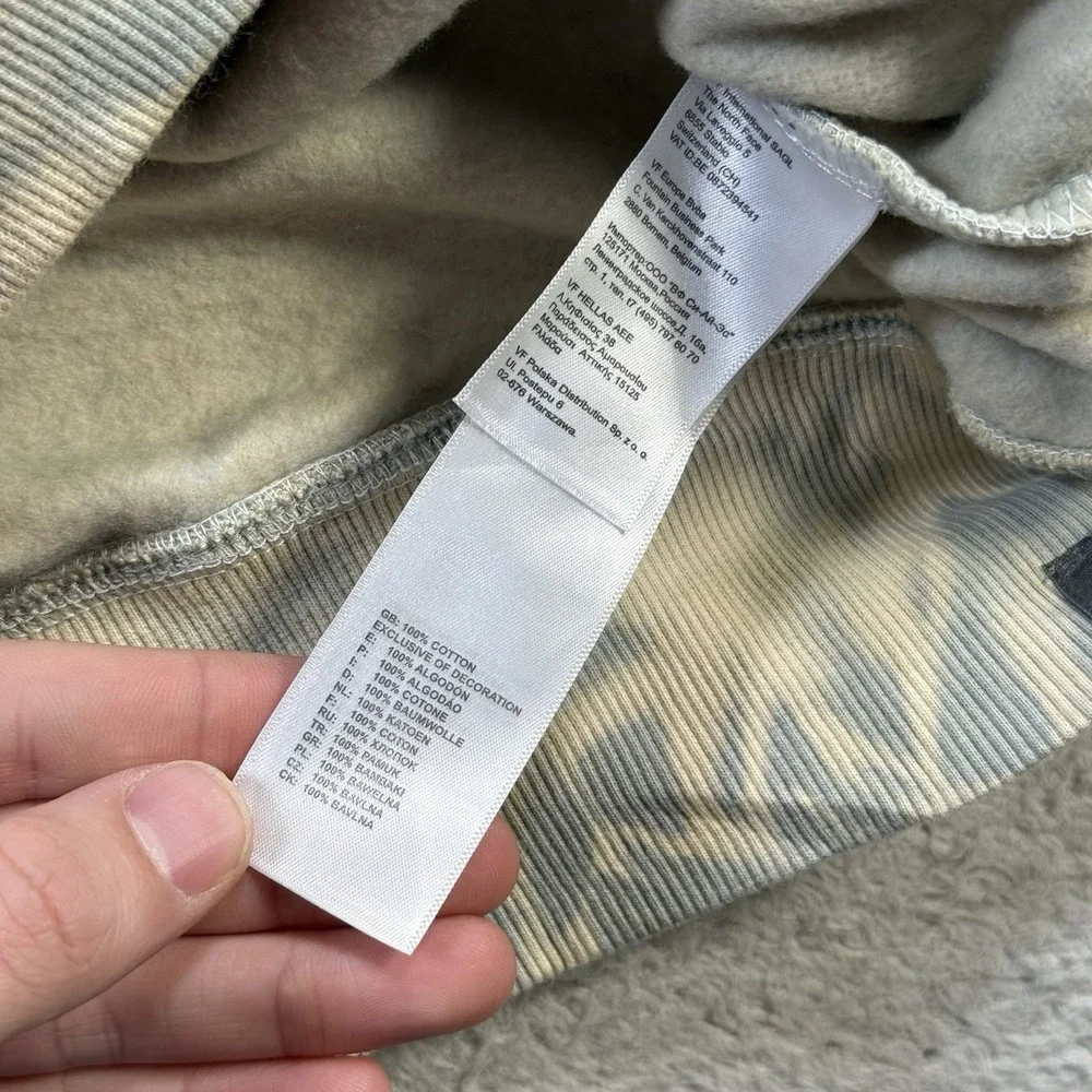 The North Face Hoodie Men Medium Beige Tie Dye Fleece Drawstring Hiking Pullover